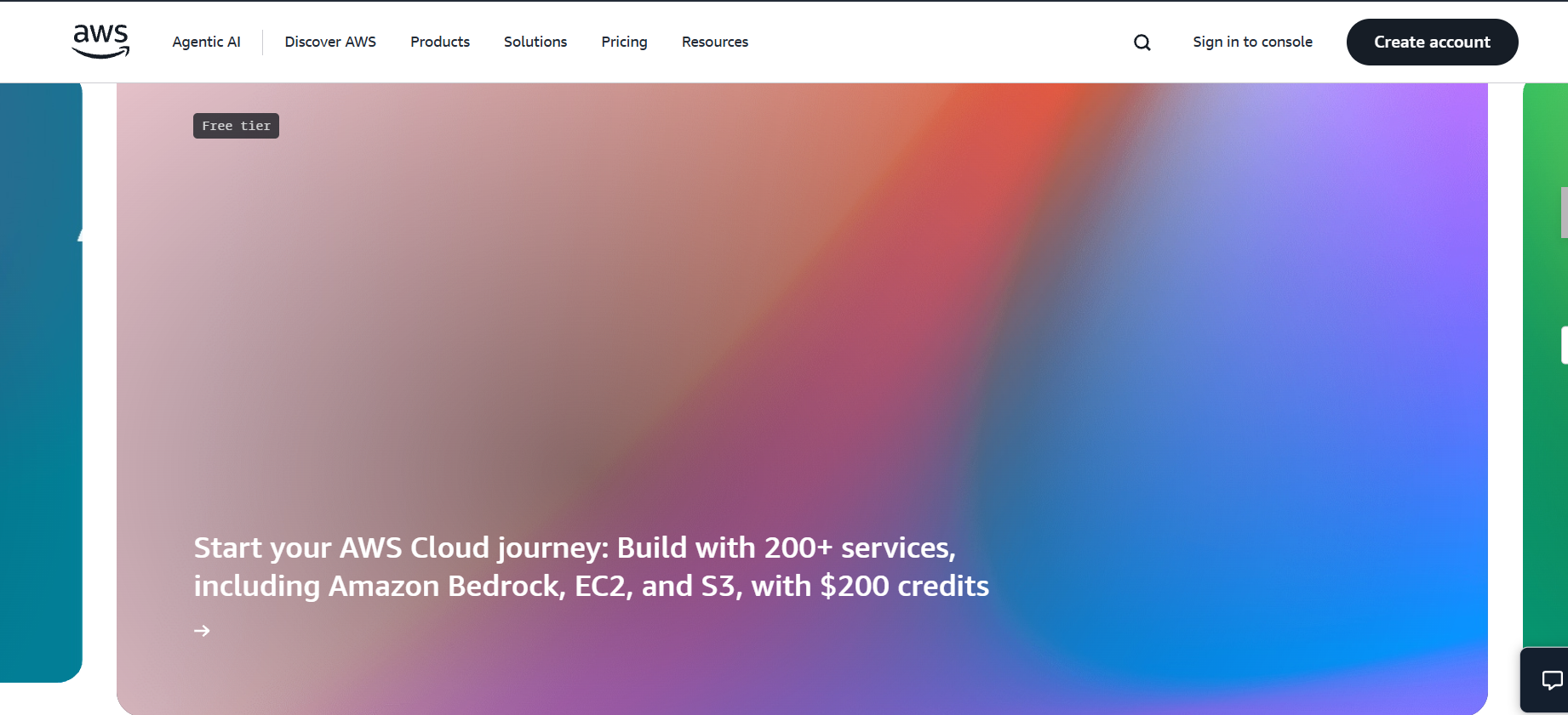 AWS homepage